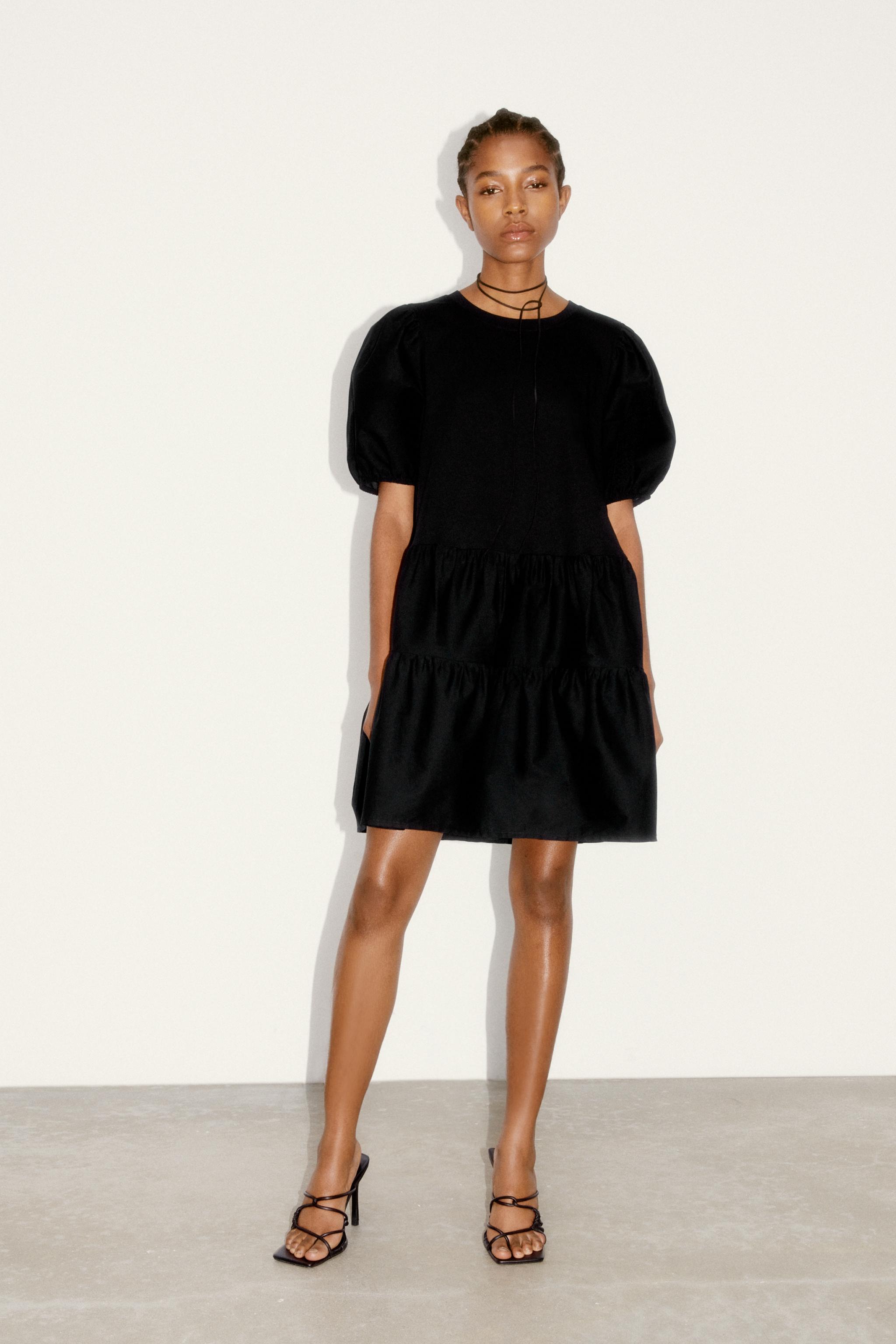 Zara black tiered dress top